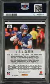2024 Panini Prizm Deca JJ Mccarthy #203 Red Rookie #/199 RCPSA 10 Gem Mt Vikings